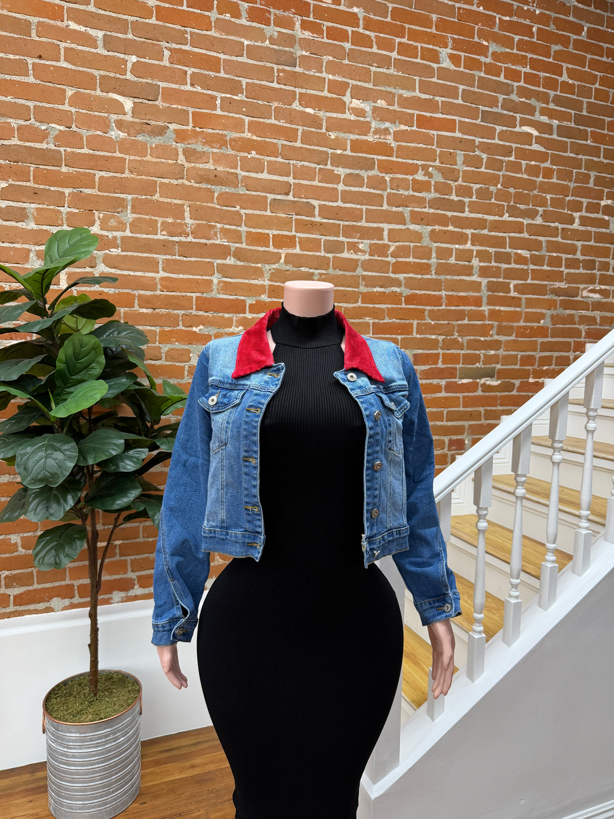 Her Era Denim Jacket(Wine)