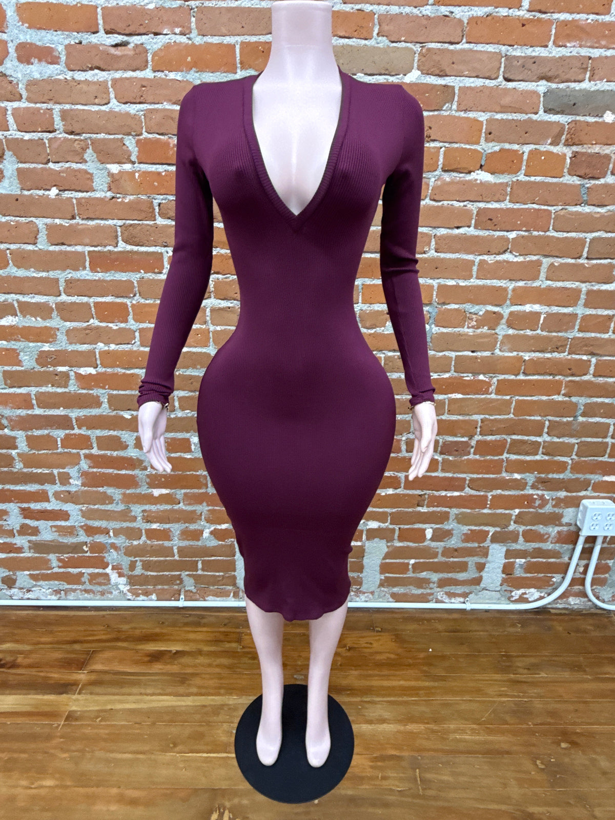 Body On 10 Midi Dress(Burgundy)